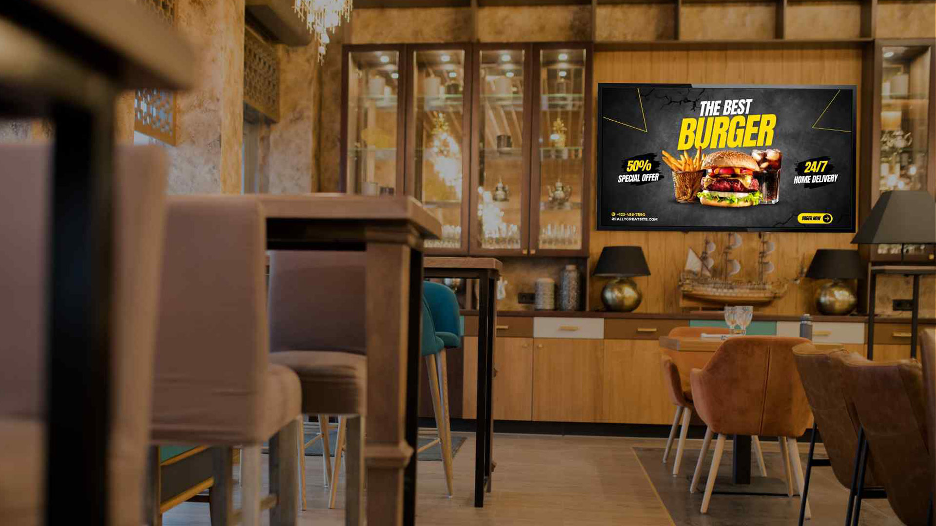 Digitalskilt restaurant og bar - infoskjerm meny